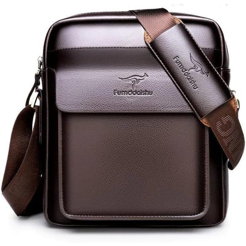 Bolsa Masculina Casual De Negócios Vertical De Ombro De Couro Fashion Mensageiro Crossbody