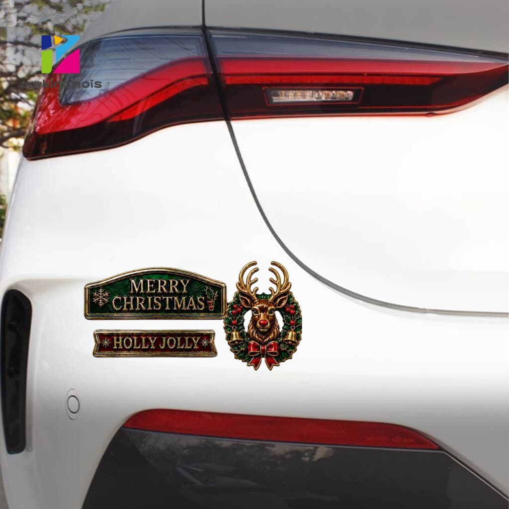 ZTUR_ 3 Unidades De Emblema De Boneco De Neve Para Caminhão , Carro De Natal De Metal , Estilo Festivo Inverno , Conjunt