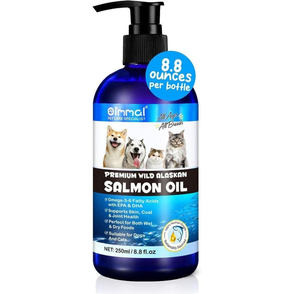 Óleo de Salmão do Alasca para Cães e Gatos (8.8oz) - Óleo de Peixe Puro com Ômega 3 e Ácidos Graxos Ômega 6, EPA e DHA -