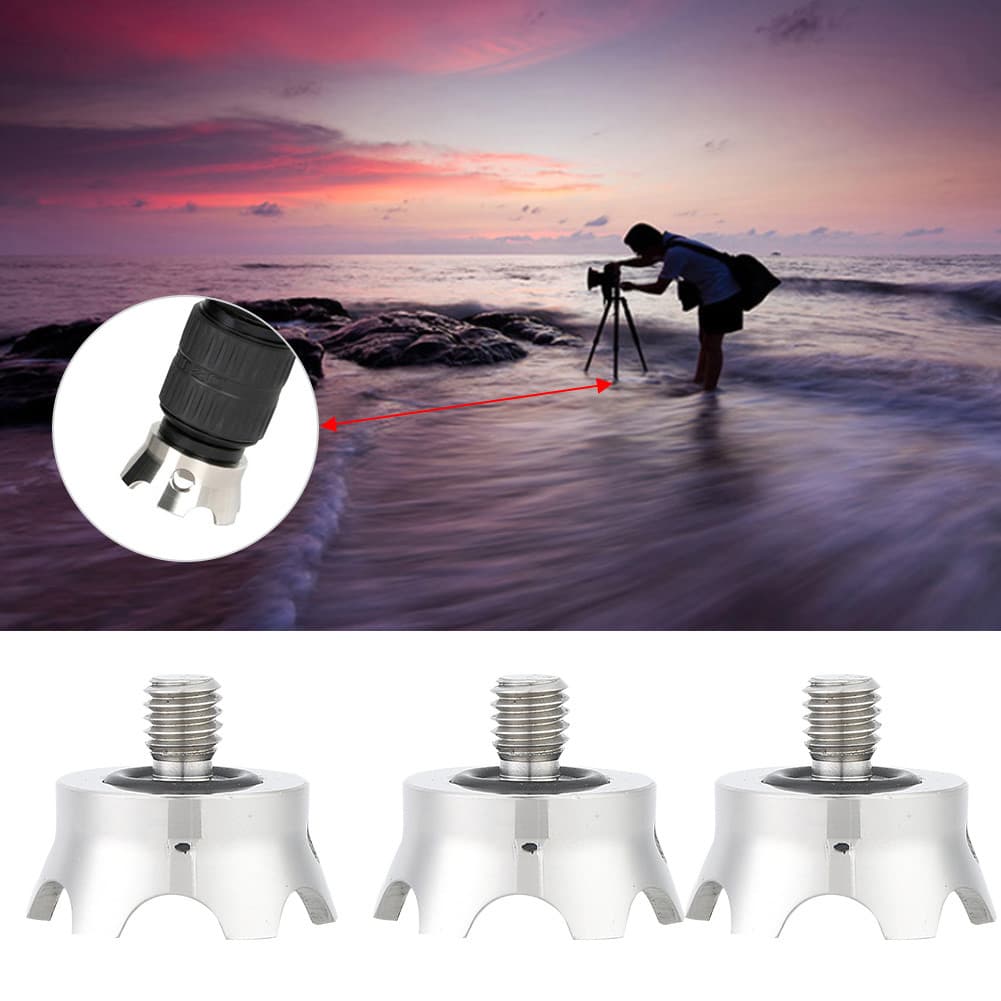 3 peças de aço inoxidável com interface de 3/8 de polegada, ponta de tripé de câmera antiderrapante para Manfrotto Gitzo