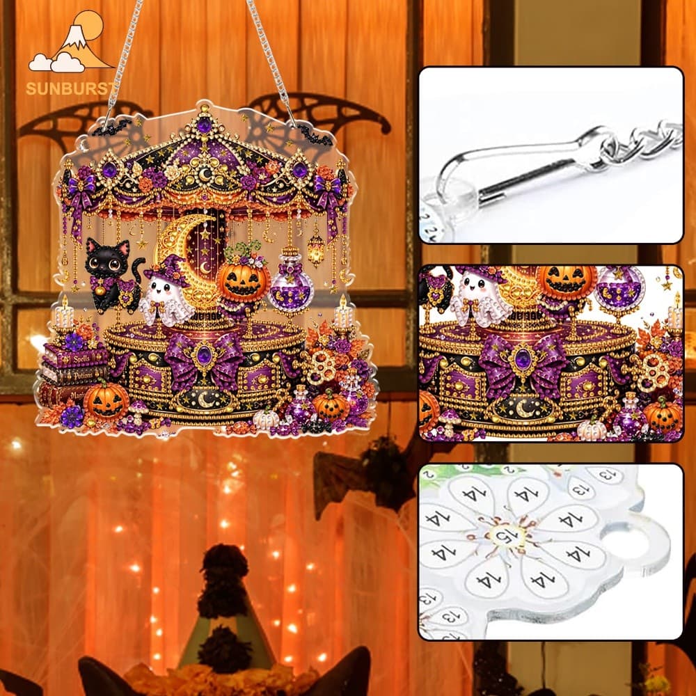 [Sunburst1 . br] Kits De Amuletos De Pintura De Diamante Acrílico DIY De Halloween (Carousel)