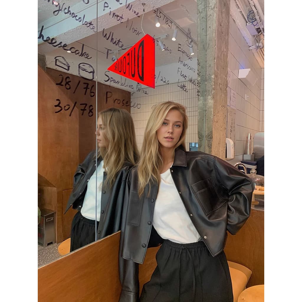 Mulheres Super Macio Curto Jaqueta De Couro Do Plutônio Casaco Outono Inverno Quente Fino Ajuste Casual Outerwear Senhor