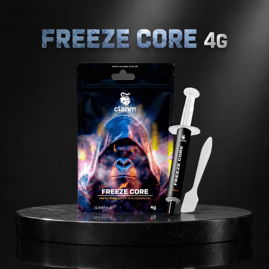 Pasta Térmica CLANM Freeze Core 4g que facilita o upgrade e ajuda a preservar a performance do PC