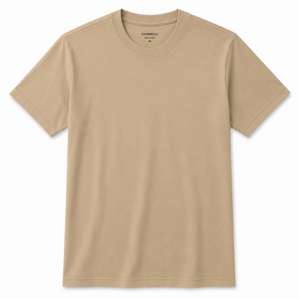Camiseta Básica Caqui 100% Algodão Unissex Masculina Confortável  Gola Redonda