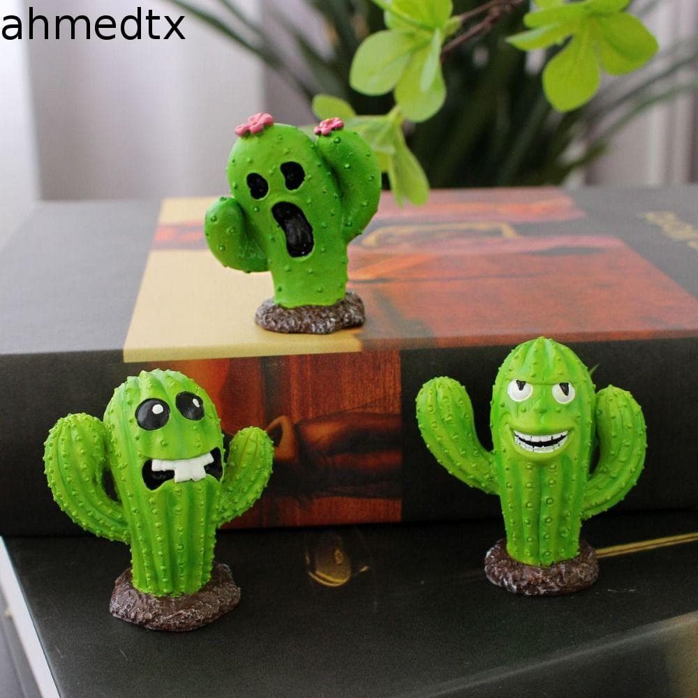 AHMEDTXB 3 Unidades/Conjunto Estatuetas De Cacto , Miniaturas De Desenho Animado DIY , Mini Enfeites Mesa Exclusivos