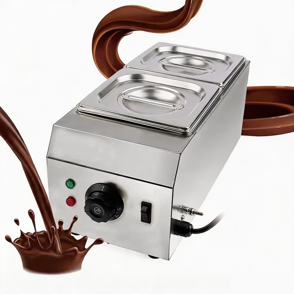 Máquina Elétrica Para Derreter Queijo E Chocolate , Aquecedor Comercial Duplo Fonte , Cilindro De Imersão , 2 Treliças U