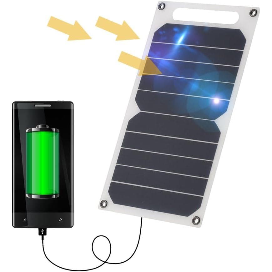 Carregador Solar Portátil com Porta USB de Alta Potência em Forma de Papel de Silício Monocristalino para Celular, Campi