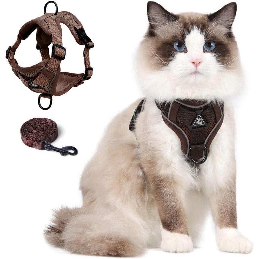 Conjunto de Coleira e Guia, Colete para Gatinhos Ajustável e à Prova de Fuga, Aprimorado, com Guia para Caminhadas ao Ar