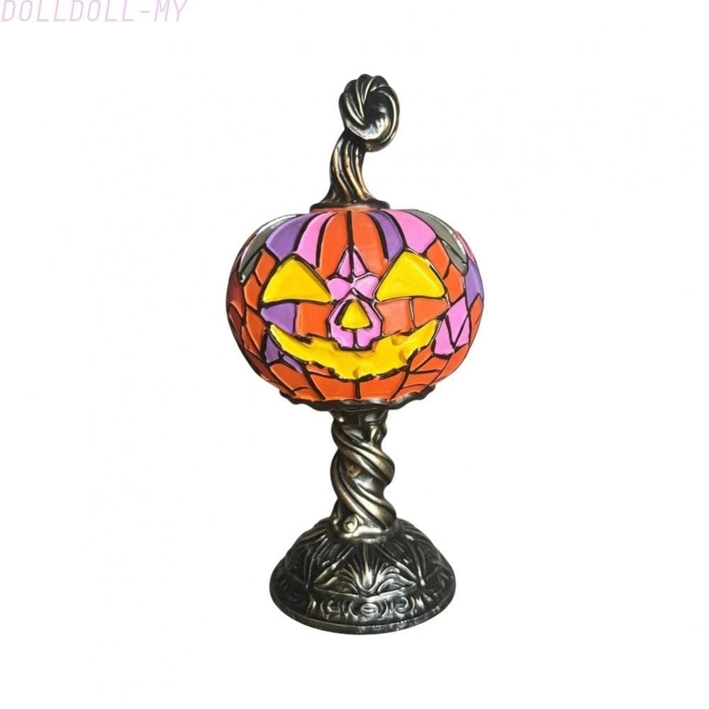 Jack O Lantern Candeeiro De Mesa De Vitral Alimentado Por USB Brilho Quente 21.5 cm Dimensões