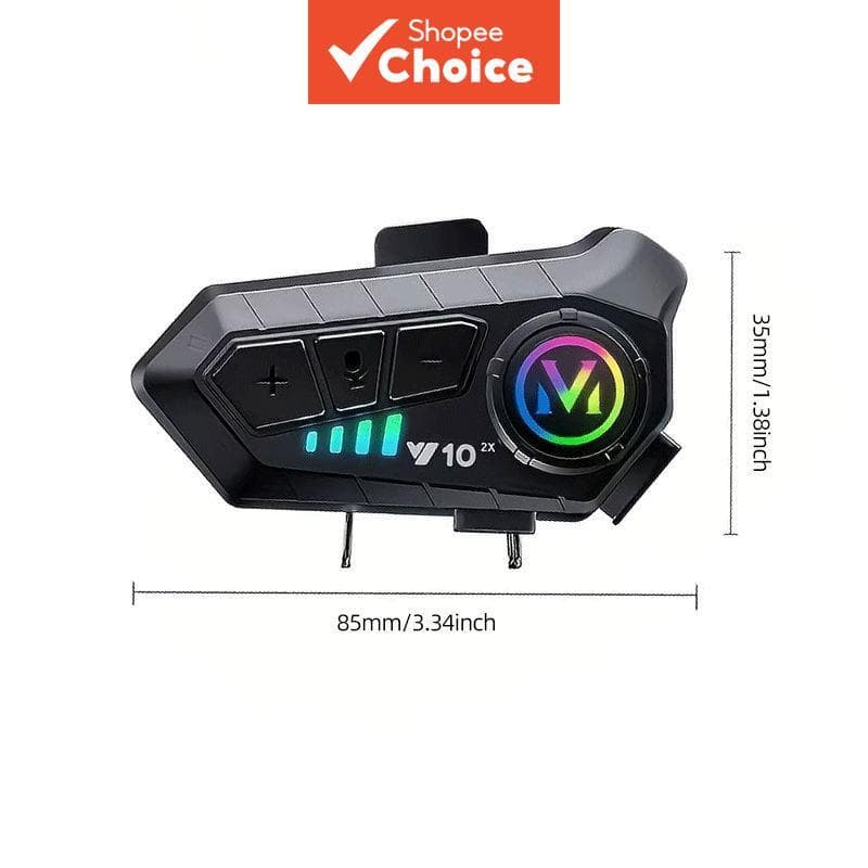 Capacete de Moto Y10-2X com Intercomunicador Bluetooth 5.4, Alcance de 500 m, 1000 mAh