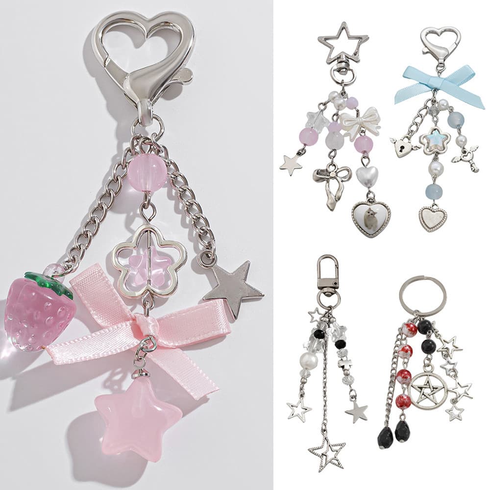 HEHESHOP Pingente Chaveiro Rosa Morango Estrela Em Forma De Y2K Bling