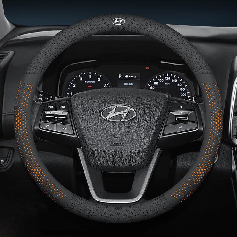 Capa Ultrafina para Volante de Carro, em Couro, Antiderrapante e Absorvente de Suor para Hyundai Reina, Veloster, Accent