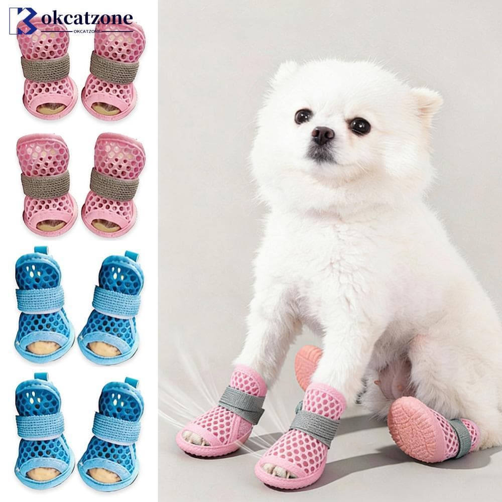 OKCATZONE Sandálias De Malha Respirável Para Cães Pequenos Sapatos De Verão Animais De Estimação Com Sola Elástica Antid