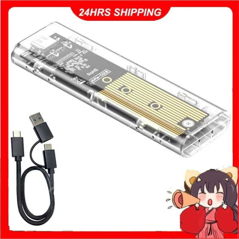 M2 SSD Gabinete Caso M . 2 NVMe + NGFF Protocolo Duplo USB 3.2 Gen2 10Gbps De Unidade Externa Transparente Para PC C