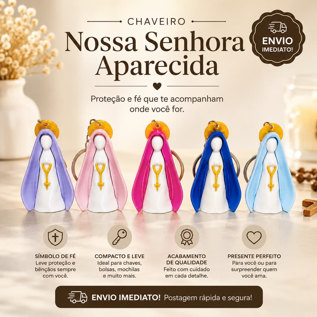 Chaveiro Nossa Senhora Aparecida - Várias Cores