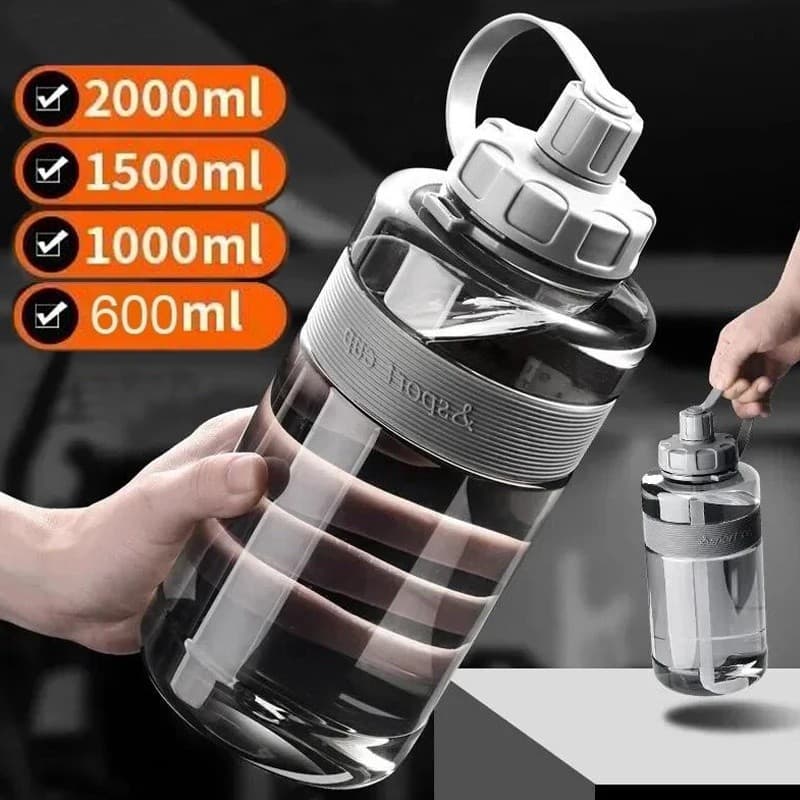 Garrafa De Água De 2 Litros Grande Com Canudo 2L/1.5L/1L/0.6L Copo De Capacidade Jarro Escola Academia Esportes Garrafas