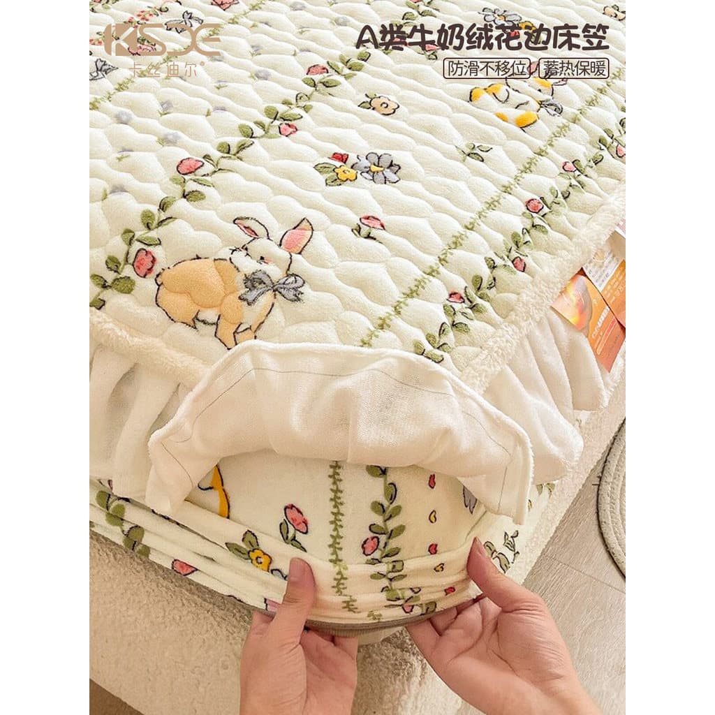 Inverno leite Coral velo capa de cama capa 2026 novo estilo colchão capa protetora de lã de peça única Extra grossa capa