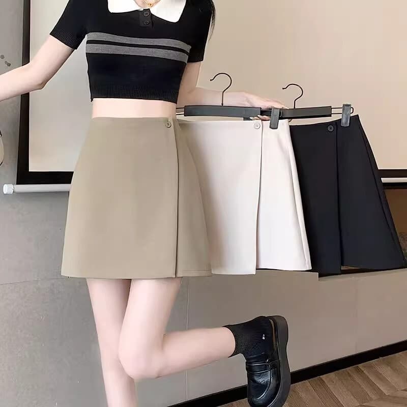 Terno saia novo estilo cintura alta moda a linha saia Irregular nádegas mais magro olhar All-Match saia curta feminina i