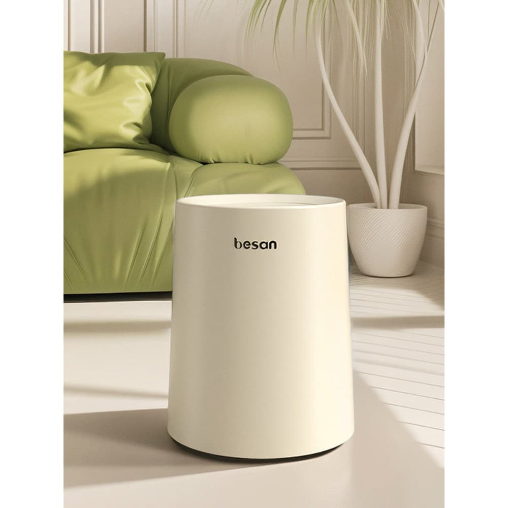 Beishan lata de lixo para sala de estar com tampa estilo creme, cesta de papel higiênico para quarto, lata de lixo domés