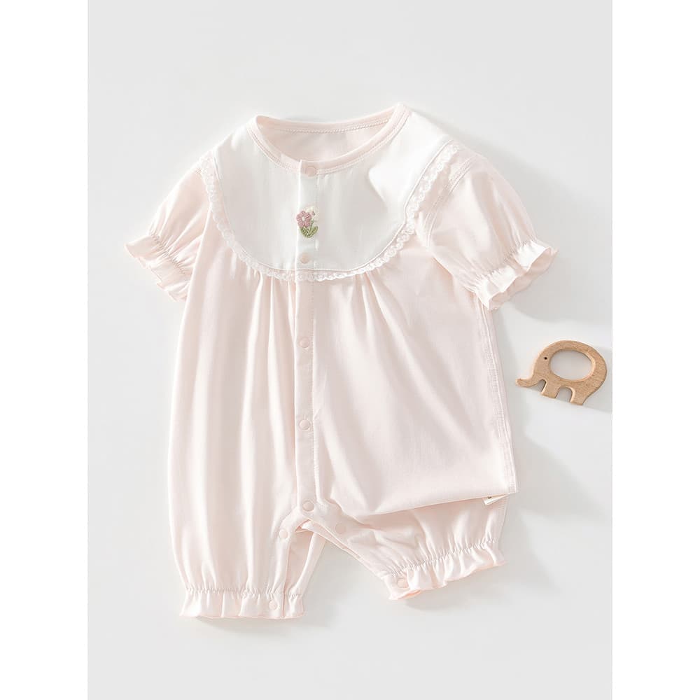 Macacão de bebê verão fino bebê recém-nascido menina macacão vestido de verão Super bonito de manga curta luz respirável