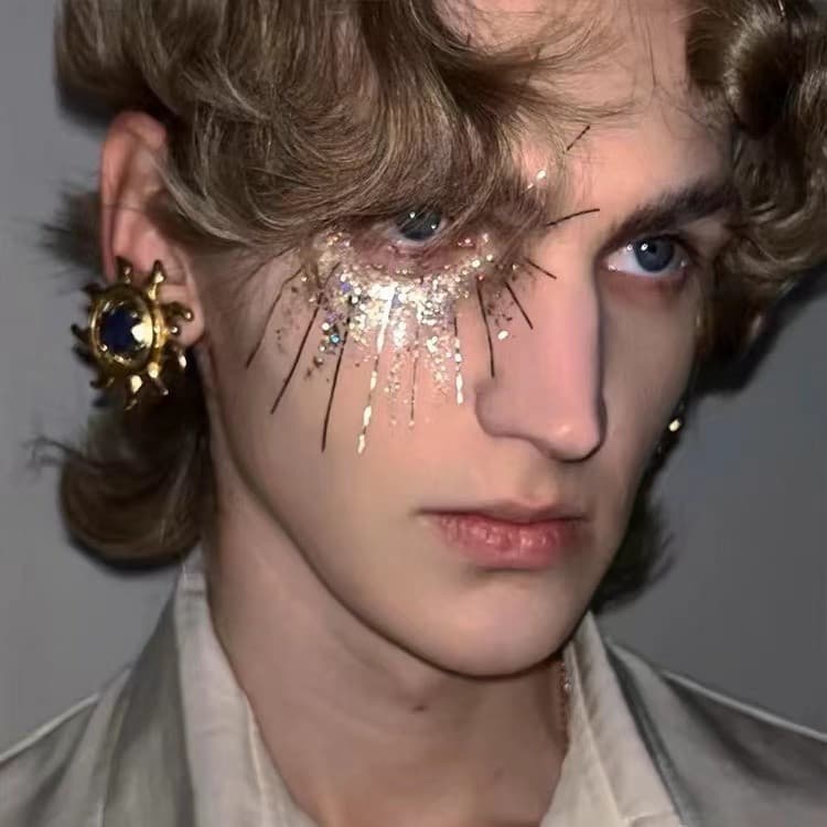 2026 Novo Estilo Halloween Filho do Sol cos Laser Prata Diamante Raiz de Montanha Lantejoulas Festival de Música Linha D