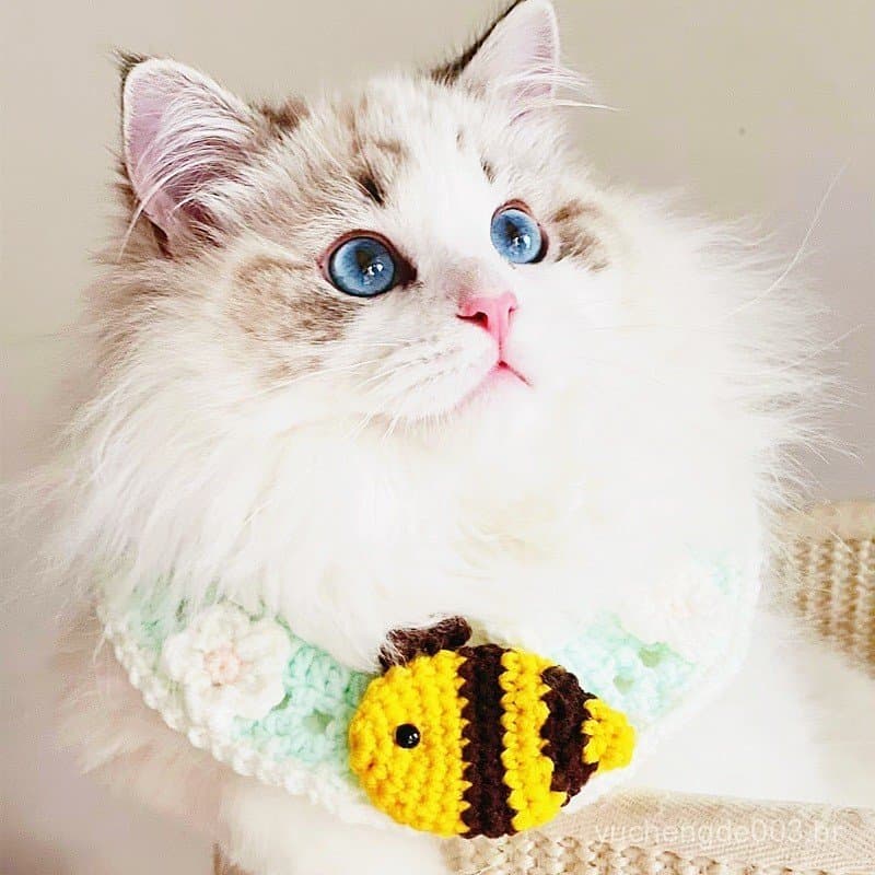Cachecol de Lã Tricotado para Gato e Cachorro, Coleira para Pet, Cachecol para Filhote 7.21 2X49