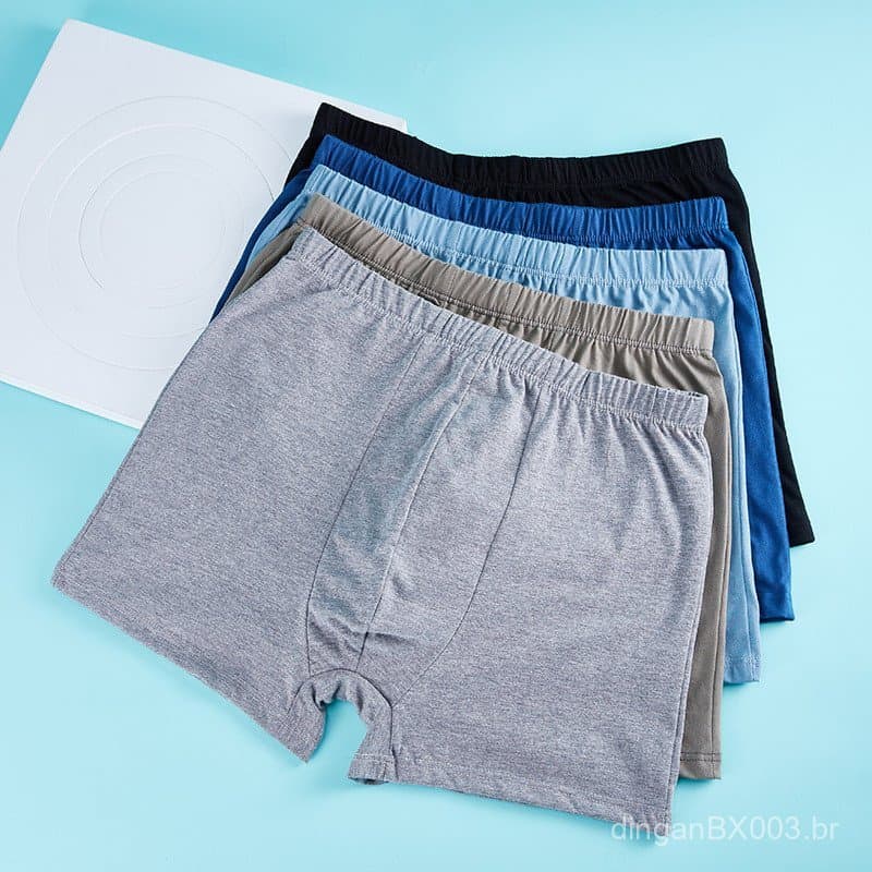 Cuecas masculinas de algodão puro, cuecas boxer para jovens estudantes, shorts masculinos totalmente de algodão com cort