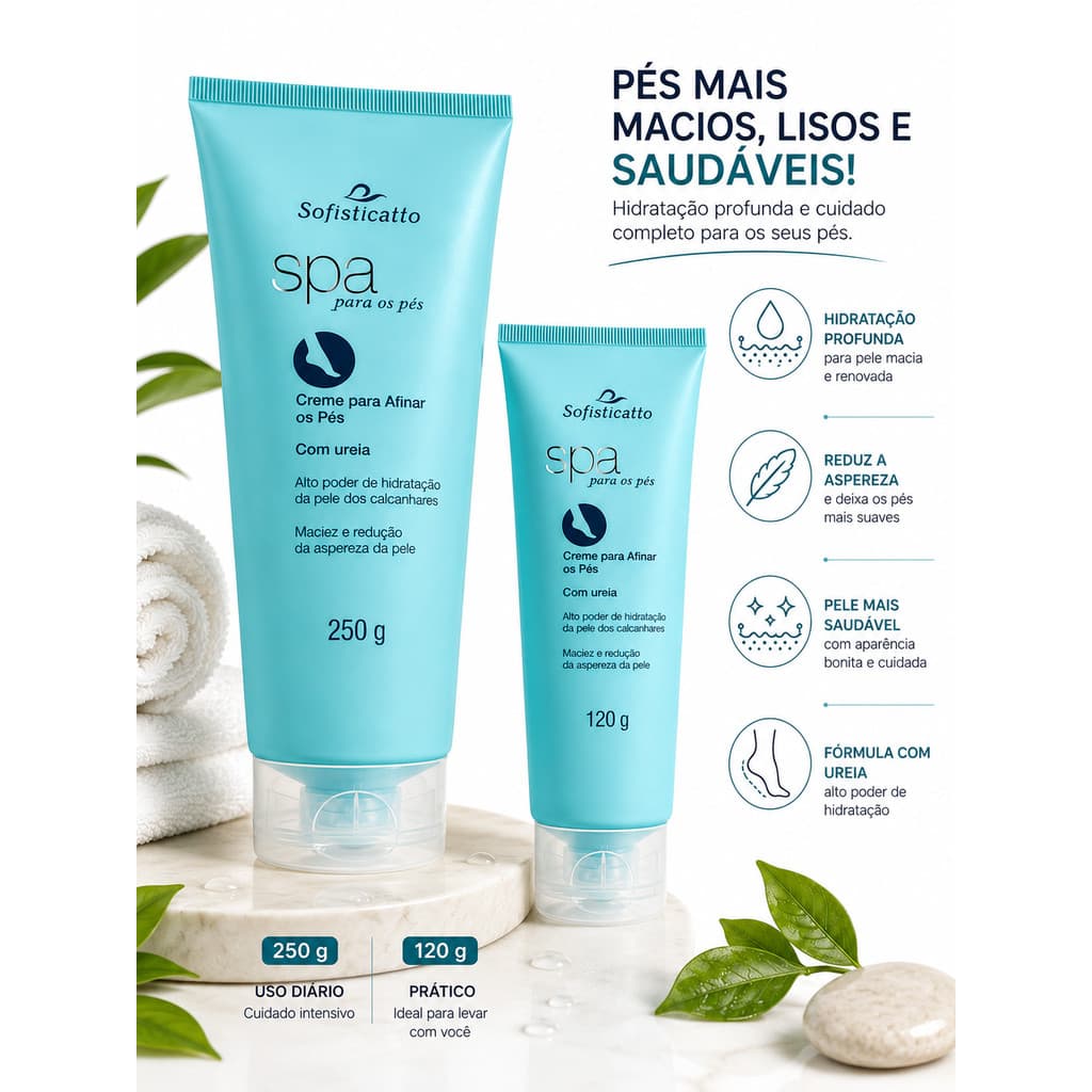 Creme para Pés e Calcanhares Sofisticatto com Ureia 120g ou 250g Hidratante