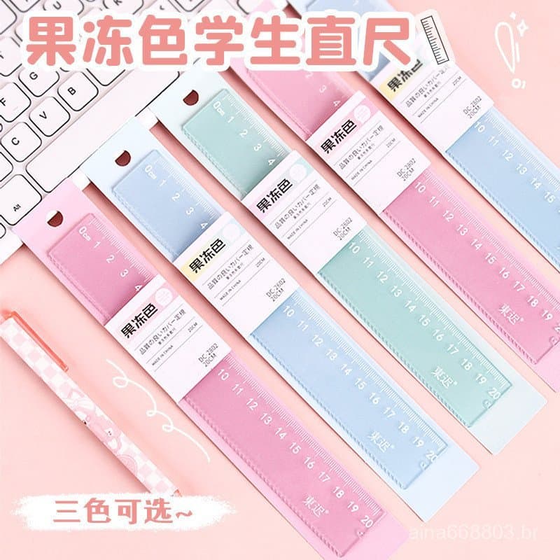 Nova régua reta colorida em tons de gelatina, estilo feminino para estudantes, régua de 20cm para aprendizado, escritóri
