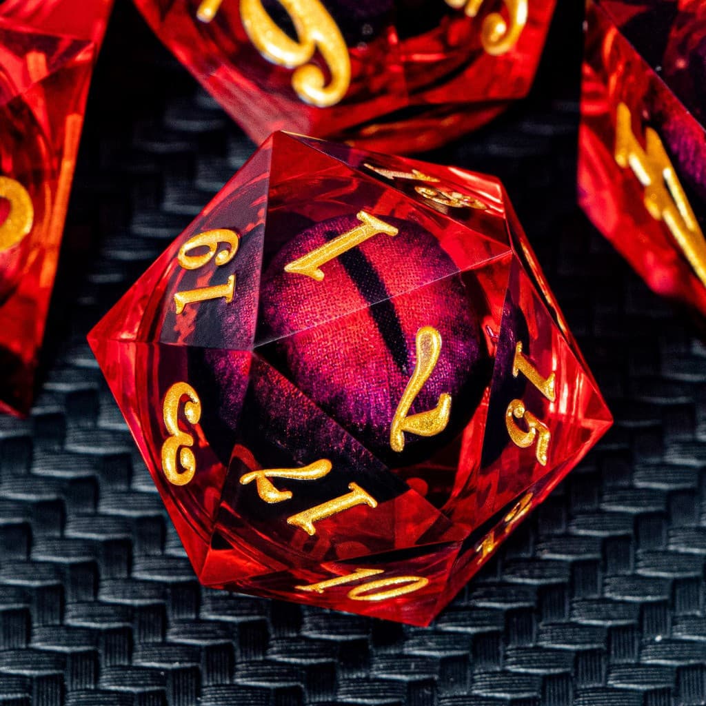 Conjunto de 7 peças de dados Dnd com fluxo de líquido e dados D de bordas afiadas, adequados para jogos de RPG com tema