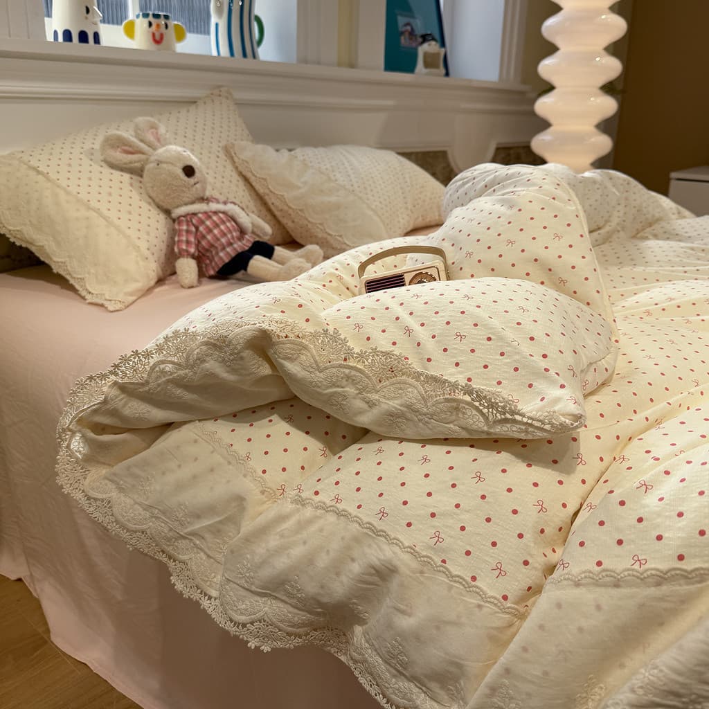 Todo o algodão estilo princesa cama de renda conjunto de quatro peças classe A nu dormir francês puro algodão lençol col