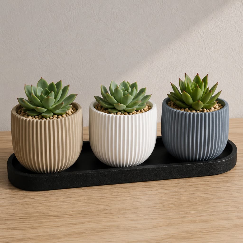 Kit 3 Vaso Plantas Suculentas Vaso Decorativo Cactos Decoração Sala Mesas