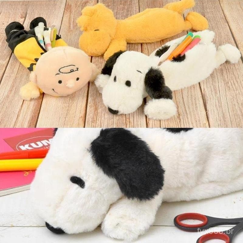 Estojo de Lápis de Grande Capacidade, Snoopy de Pelúcia Fofo, Série Charlie, Animal de Desenho Animado Multiuso