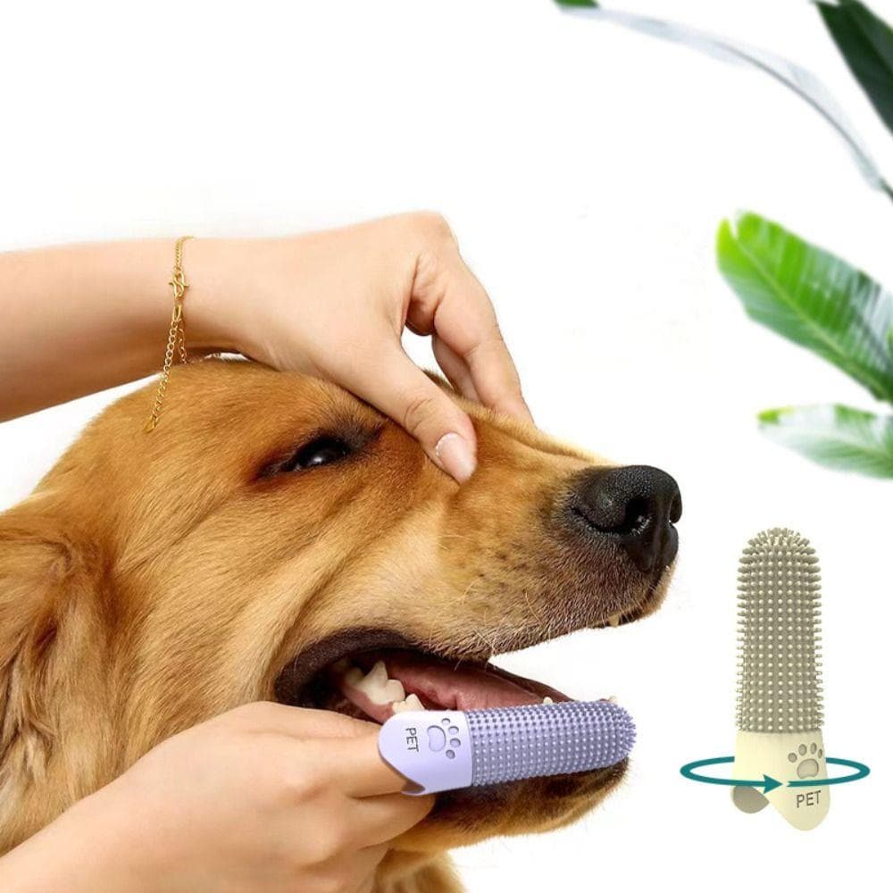 Pontas Dos Dedos Para Limpeza De Dentes De Animais De Estimação , Silicone 360 ° Escovas Limpador De Boca De Gatos Duráv