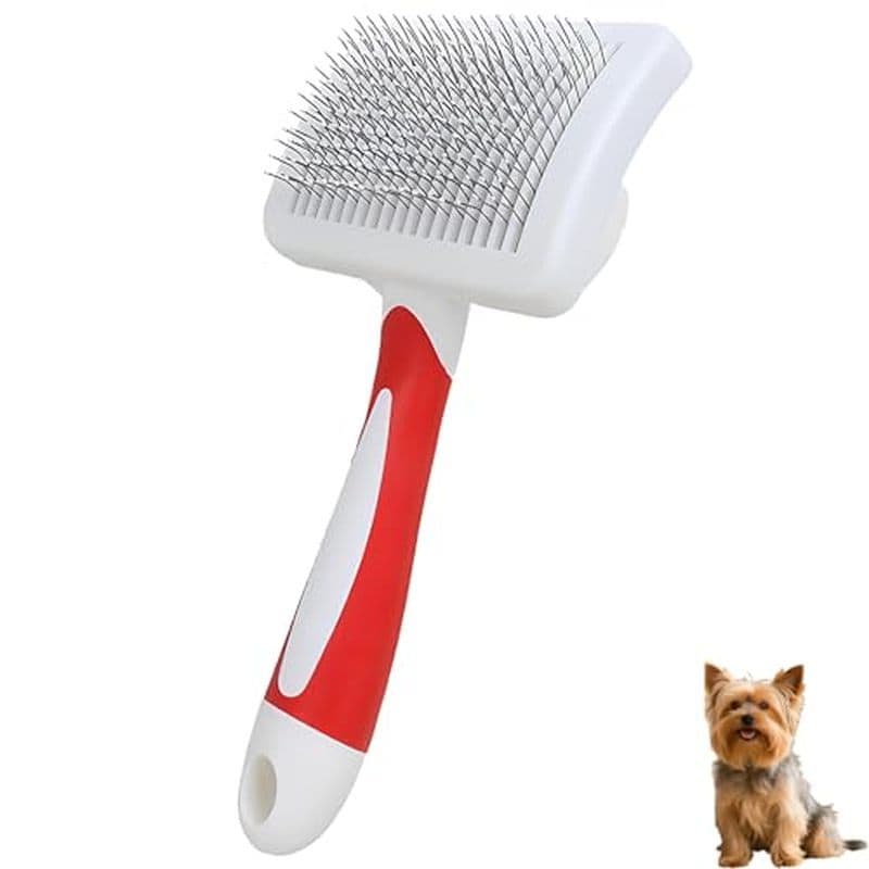Escova Autolimpante Para Cães Raças Pequenas E De Cabelos Compridos (Rosa Claro) | Remoção De Pêlos Com Um Clique , Iten