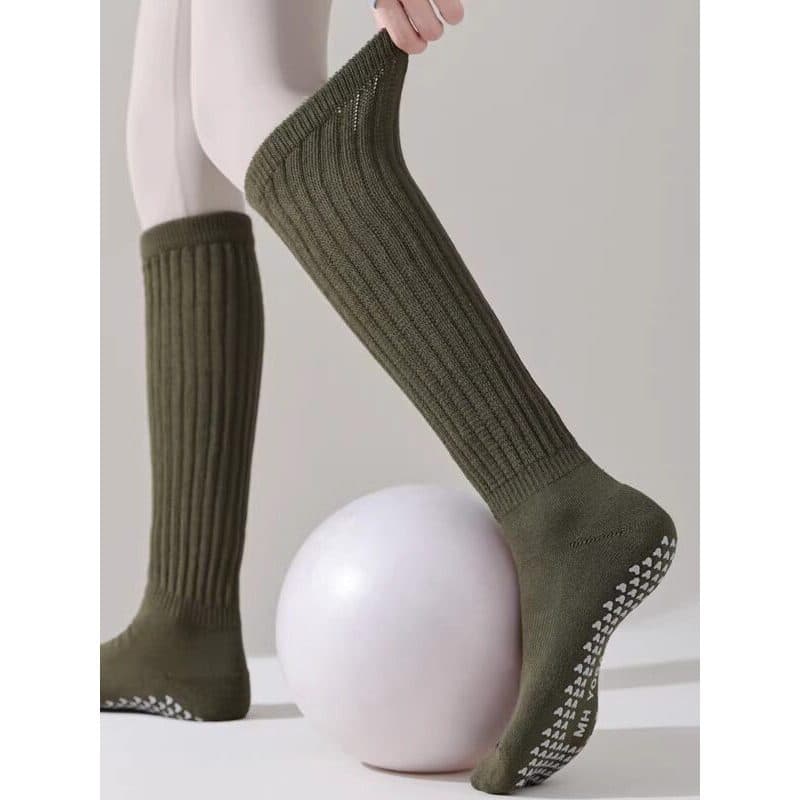 Pilates tubo longo meias de Yoga feminino profissional antiderrapante pilates engrossado bezerro pilha meias exercício d