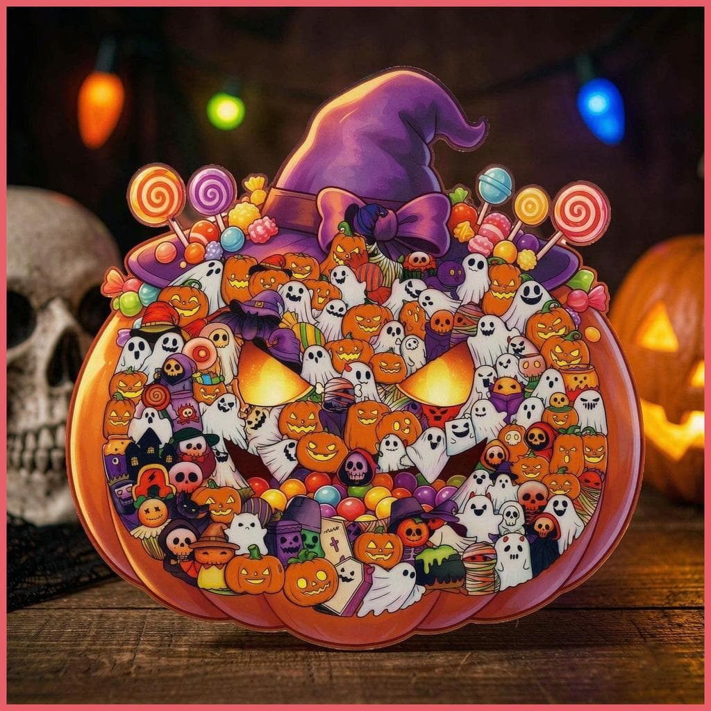 Halloween Abóbora Quebra-Cabeça Artesanal Emoldurado Decoração Horror Cabeças Para Outono Festival Festa xurit2br