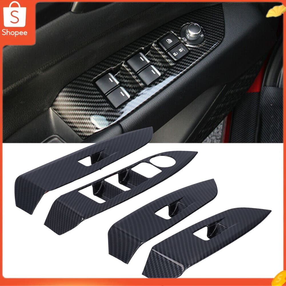 Hap 4 peças capa de painel de interruptor de janela de fibra de carbono substituição para Mazda CX-3 CX3 2016-2021