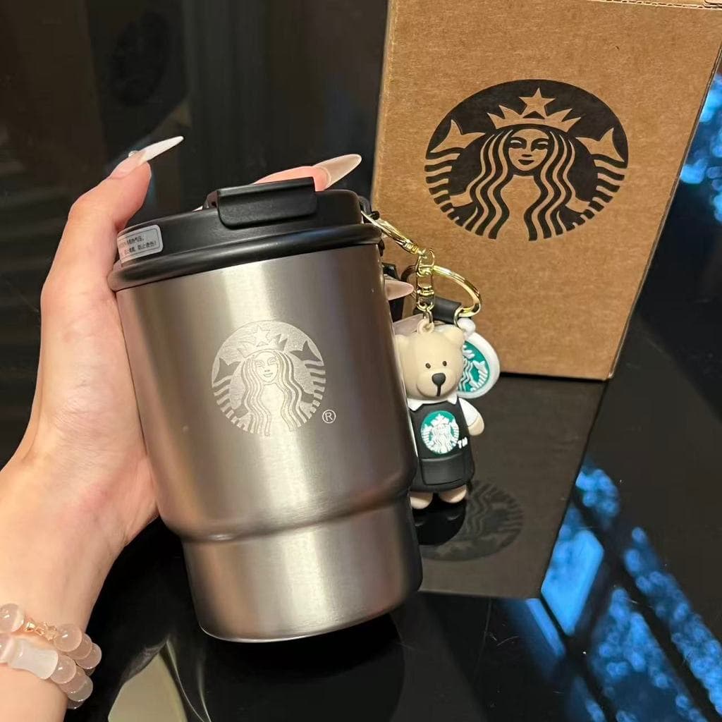 Copo Starbucks com boca dupla para beber, copo térmico de aço inoxidável, copo de palha, copo de mesa, café, alto valor,