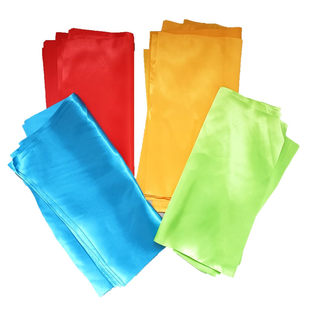 Frete grátis Drum Stick Gong Cymbal Vermelho Amarelo Verde Lenço Quadrado Acessórios de Dança Quadrado Pano de Seda Colo