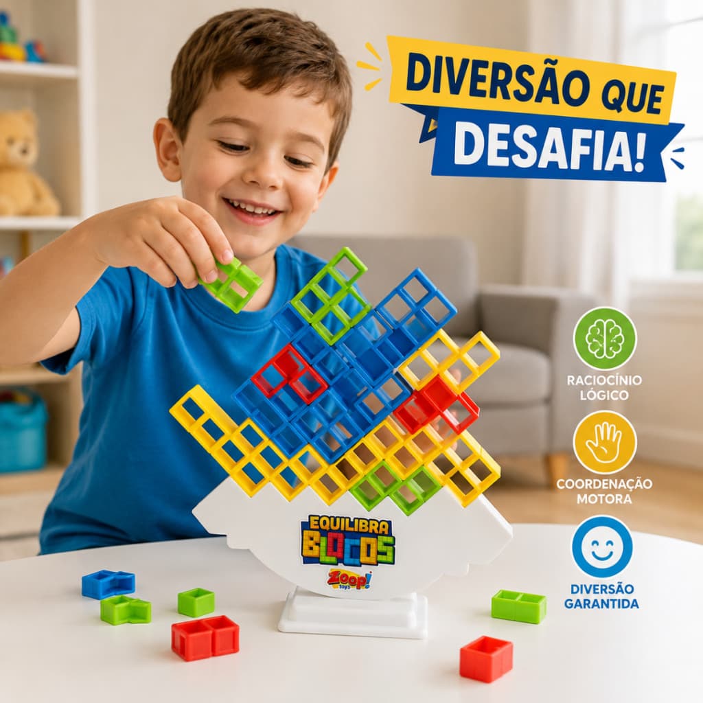Jogo Equilibra Blocos Brinquedo montados livremente em infinitas combinações Zoop Toys