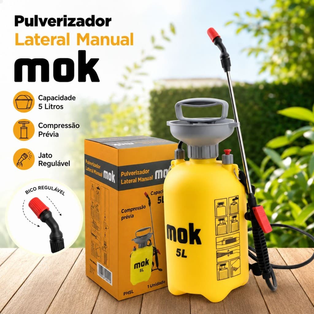 Pulverizador Manual de Compressao Previa 5 Litros Latera Jardim Plantas Agrícola