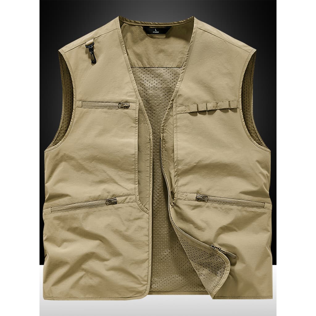 Outono Casual cor sólida colete masculino Multi-saco com decote em v colete solto tamanho grande curto colete fino simpl