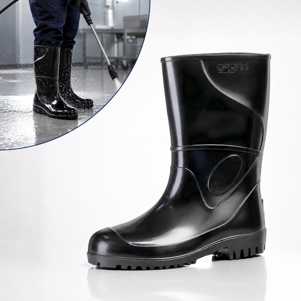 Bota Galocha Pvc Preto Cano Longo Bruen Innpro Para Limpeza Restaurantes Faxina Açougue e Padaria