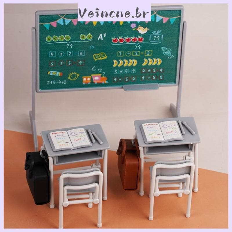 Modelo Detalhado Miniatura VEI Cadeira Mesa, Escolar Para Bonecas Escala 1