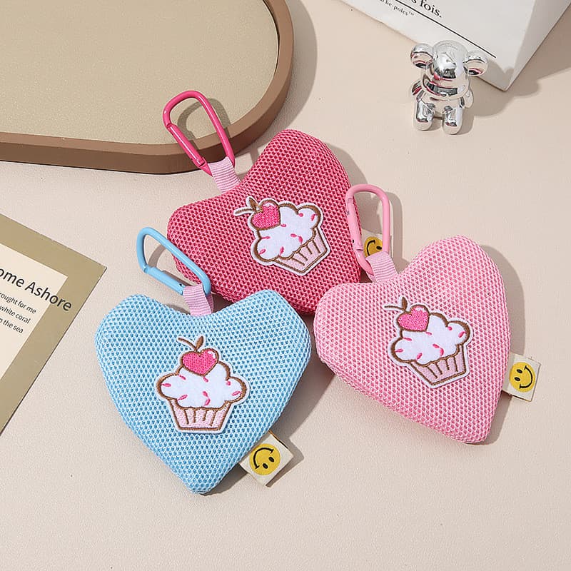 2026 novo estilo bonito cor sólida cordão moeda bolsa dos desenhos animados malha chaveiro fone de ouvido saco estudante