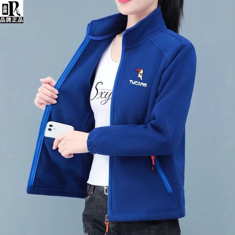 Paul jaqueta de lã genuína feminina outono inverno novo estilo bolso zíper Cardigan jaqueta de lã mãe moletom jaqueta