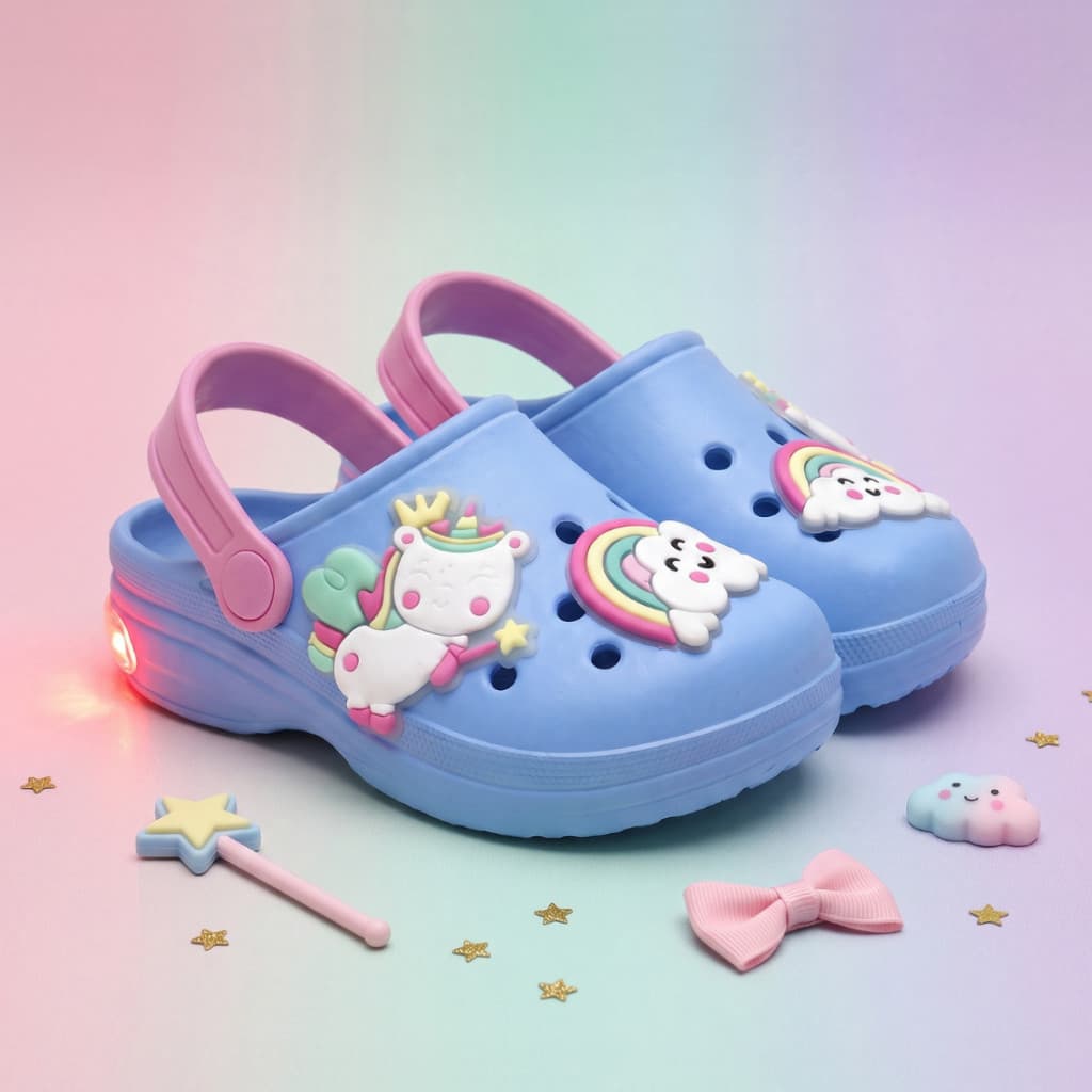 Babuche LED Sandália Menina Infantil Criança Azul e Pink Confortável