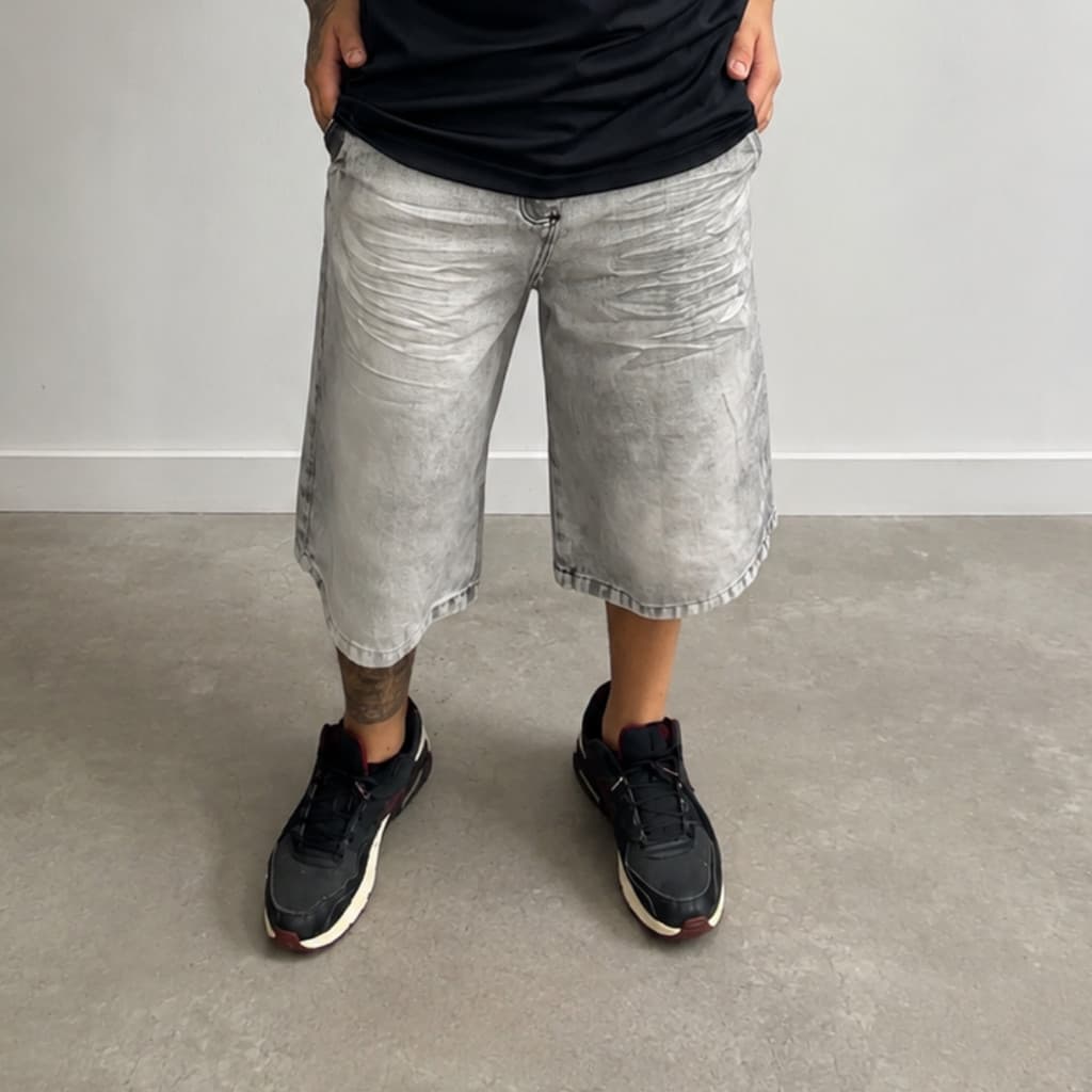 Bermuda Short Baggy Balão Streetwear Oversized Drip Preto Estonada Clara