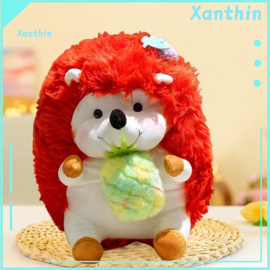 Plush Hedgehog Toy Fruit Doll – Cute Strawberry Pineapple Stuffed Pillow Soft Plushie for Kids Adults Perfect Birthday